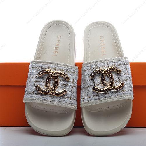 Billiga Chanel Logo Flip Flop sandals ‘Vit Guld’